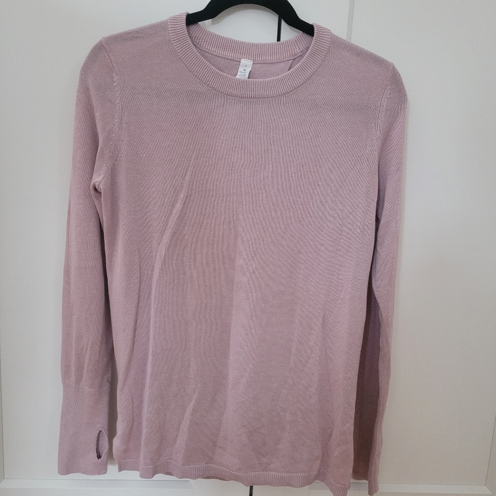 Lululemon Bring It Backbend Sweater Top Porcelain Pink Size 2 Cashmere Blend